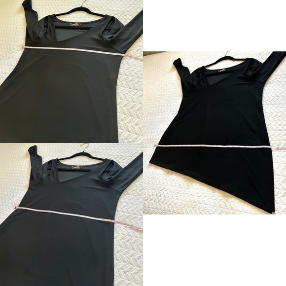 Sympli Nu Focus Asymmetric Hem Cut Out Shoulder 3/4 Sleeve Tunic Size 10 Black - Picture 13 of 17